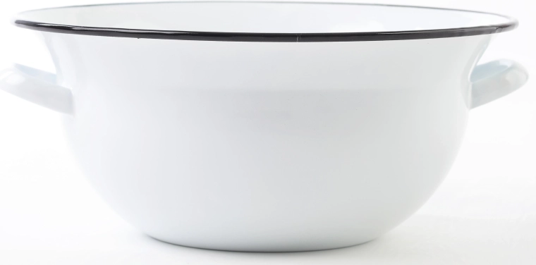 Smaltovaný krajáč s uchami 38 cm, 10 l – biely