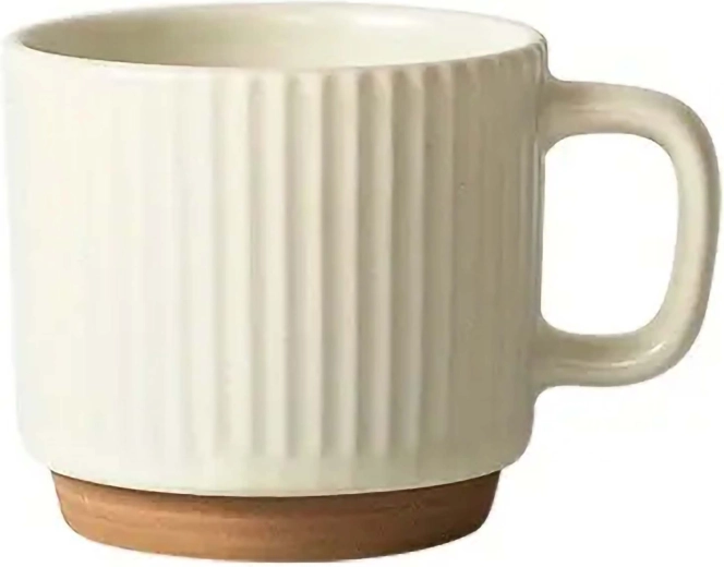 Keramický rebrovaný hrnček 550 ml krémovo biely