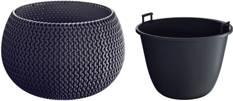 Kvetináč Splofy Bowl s vložkou 23,9 cm antracit