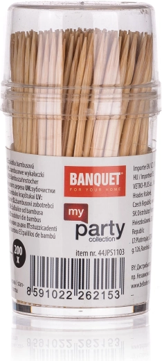 Bambusová obojstranná špáradlá v okrúhlom dávkovači 200 ks