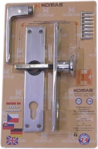 Dverová kľučka s gombíkom na vložku, hliník, balenie blister