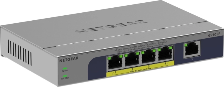 Netgear nespravovaný 5-portový gigabitový switch s PoE+