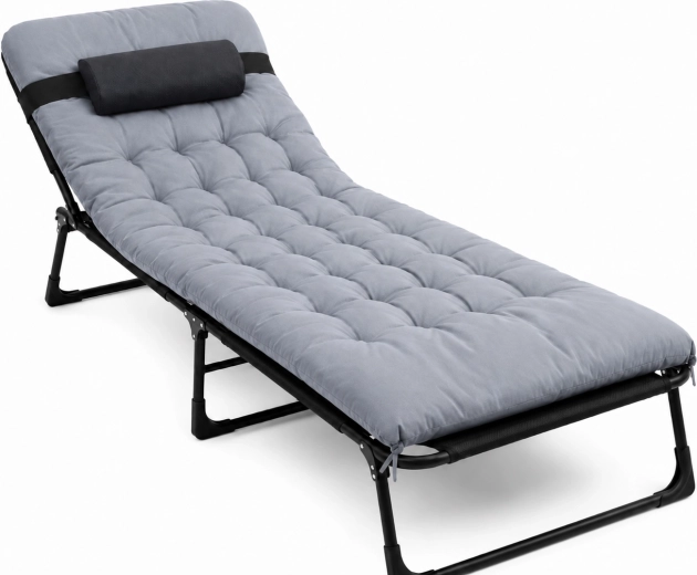 Skladacie turistické lôžko premium 200 × 68 cm čierno-sivé