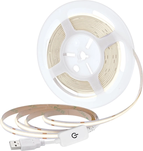 Solight LED COB pás 5 m neutrálna biela 4000 K USB s vypínačom 8 mm