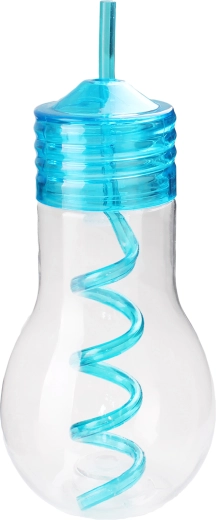 Plastová fľaša so slamkou TORO 600 ml v tvare žiarovky, mix farieb