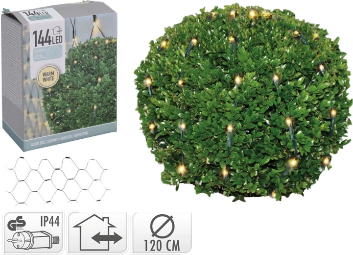 Vianočná LED guľa 1,2 m, 144 LED, teplá biela, IP44