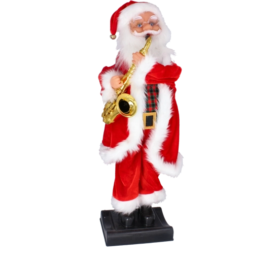Hrajúca vianočná figúrka Mikuláš so saxofónom 81 cm - 1 kus
