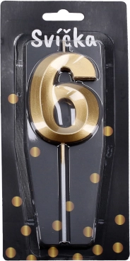 Párty sviečka číslo 6 Zlatá