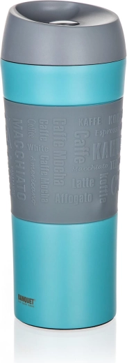 Termohrnček na cesty 400 ml MATTY, nerez a silikón, modrý