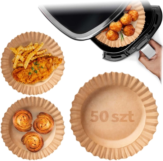 Papierové vložky do horúcovzdušnej fritézy 20 cm – 50 ks Berdsen