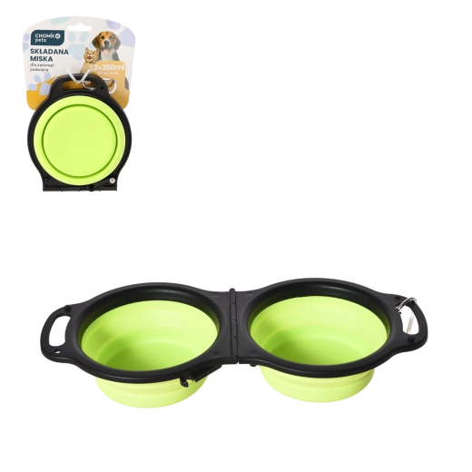 Skladacia dvojitá cestovná miska pre psov a mačky 2 × 350 ml