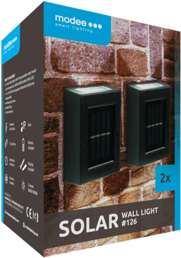 Modee Lighting solárna nástenná LED lampa do exteriéru 2 ks