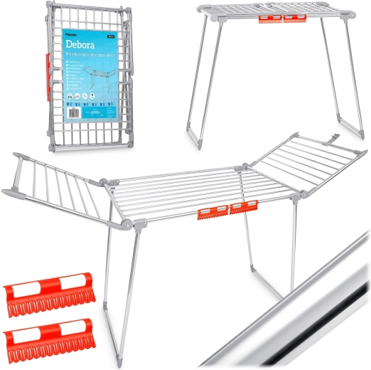 Skladací stojanový sušiak na bielizeň z nehrdzavejúcej ocele Massido Debora 19 m