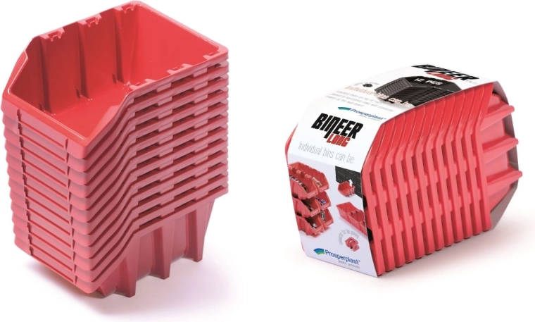 Sada úložných boxov 12 ks Bineer Long 190×77×120 mm – červená