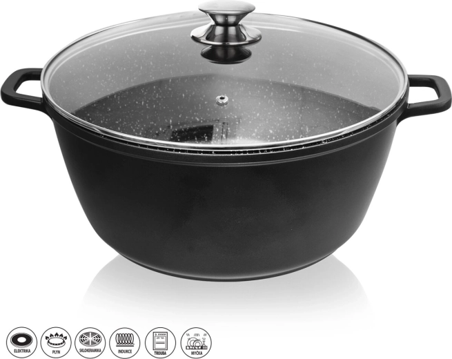 Hrniec s granitovým nepriľnavým povrchom a pokrievkou Grande 32 cm, 9,7 l