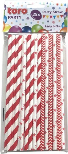 Papierové slamky 19,7 cm, červené, 25 ks