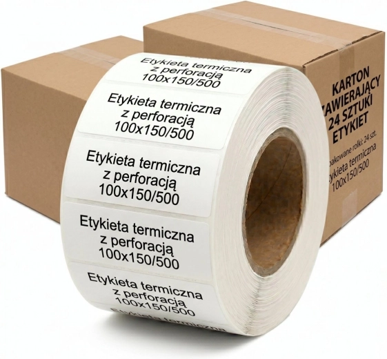 Termo etikety 100 × 150 mm, rolka 500 ks, kartón 24 roliek