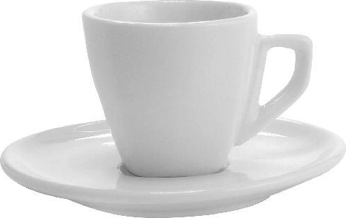 Porcelánový šálka s podšálkou 120 ml ALBA, biely, štvorcový