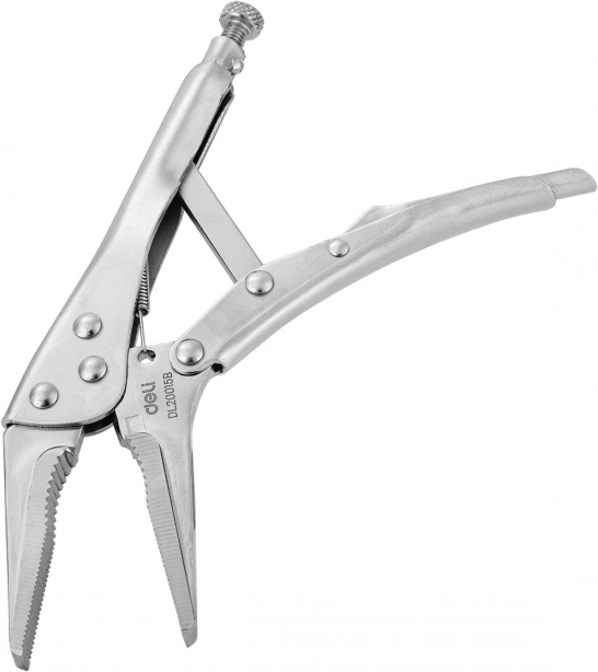 Dlhé kliešte s uzáverom Deli Tools strieborné