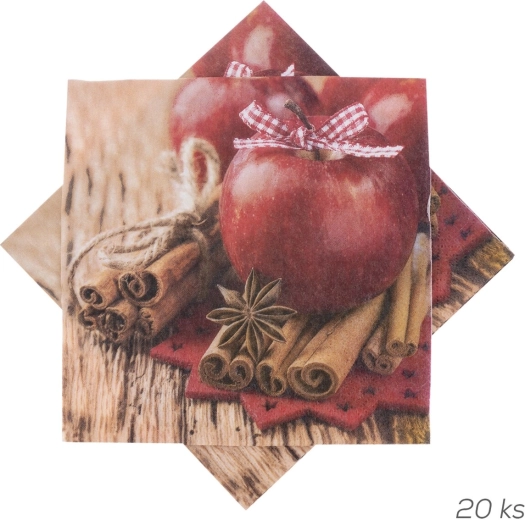 Papierové obrúsky s motívom jabĺčok 33 × 33 cm 20 ks