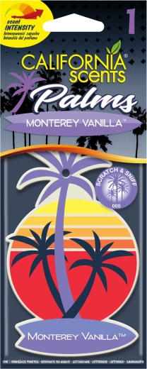 Vôňa do auta California Scents Palm Monterey Vanilla – závesná vôňa v tvare palmy