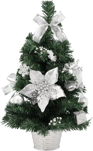 Strieborný vianočný stromček 50 cm v kvetináči