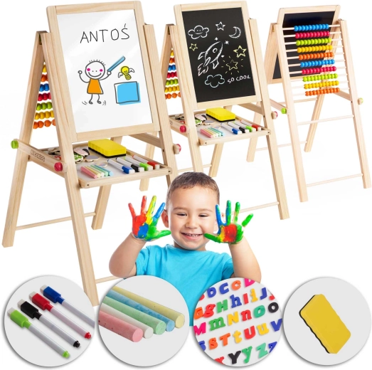 Skladacia magnetická a kriedová tabuľa pre deti Ricokids s počítadlom