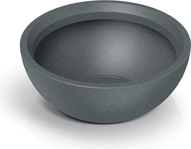 Kvetináč Molio Bowl 60 cm – žulovo sivý dizajnový miskový kvetináč z fiberstone