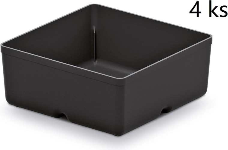 Súprava plastových boxov na náradie Unite Box, čierne, 4 ks