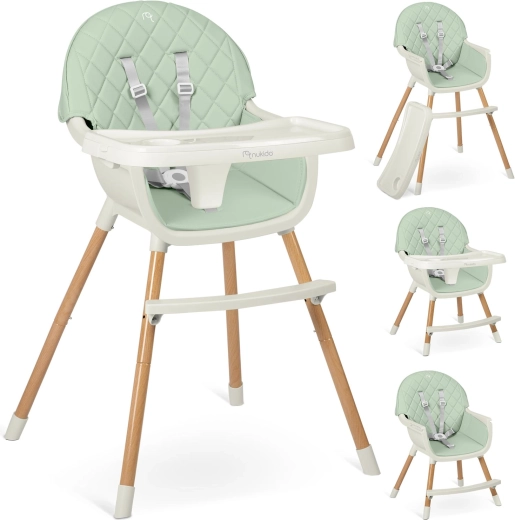 Jedálenská stolička NUKIDO Lilo mentolová 3v1