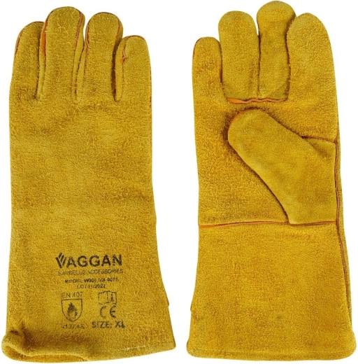 Kožené grilovacie rukavice XL 34 cm – tepluodolné s dlhým manžetom