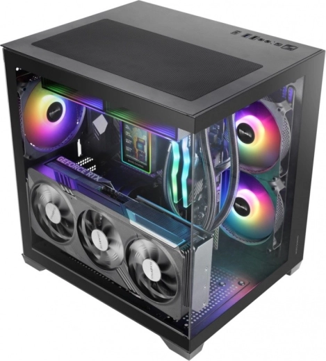 Mars MC-VIEW3 čierna microATX skriňa 3× ARGB