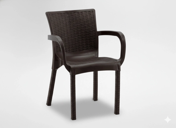 Záhradné kreslo s ratanovým vzhľadom, hnedé, 60 × 60 × 82 cm