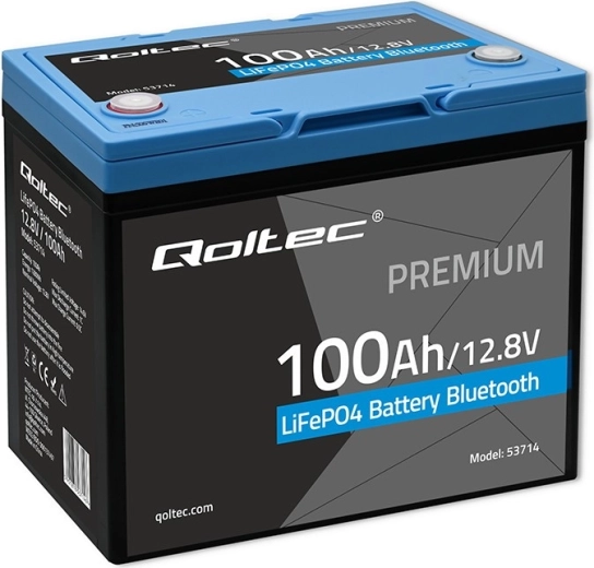 Batéria Qoltec Premium LiFePO4 12,8 V 100 Ah 1280 Wh s Bluetooth a BMS