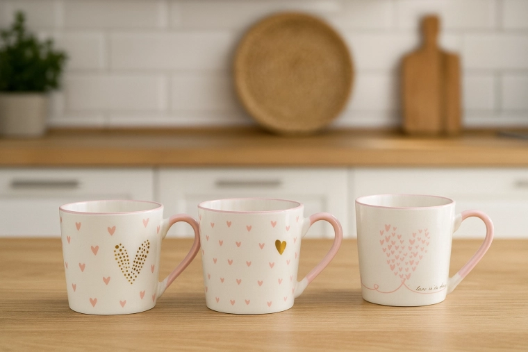 Porcelánový hrnček so srdiečkami 390 ml