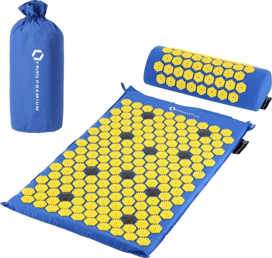 Akupresúrna sada HMS Premium AKM01 – masážna podložka a vankúšik, modrá