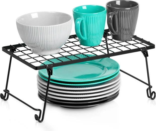 Kuchynská kovová polica čierna 36 × 22 × 15 cm