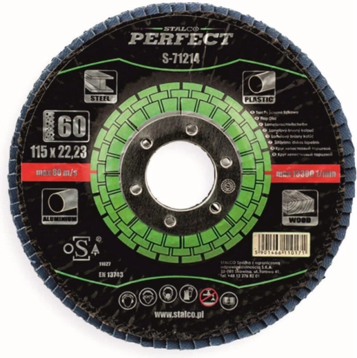 Lamelový kotúč 115 × 22,23 mm zrno 80 korundový STALCO