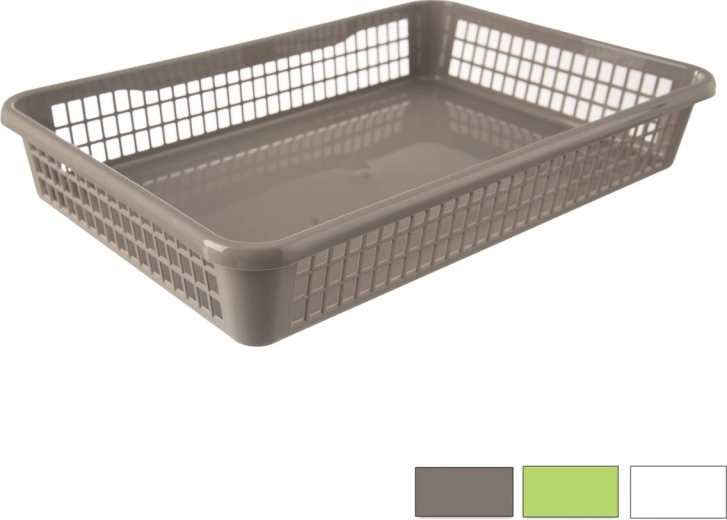 Plastový organizér – nízky košík 38,5 × 25,5 × 6,5 cm (mix farieb)