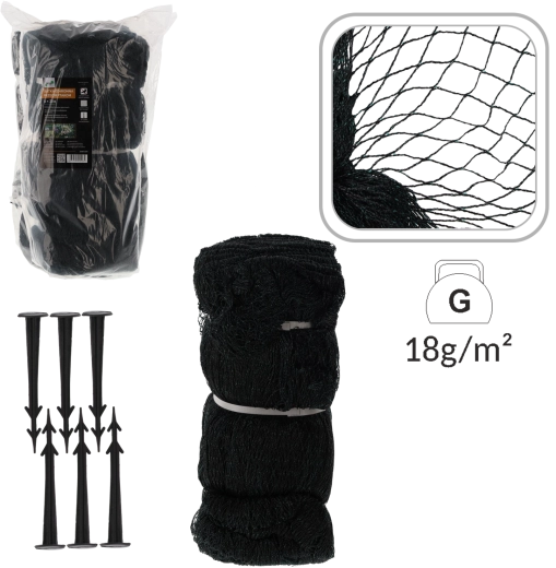 Ochranná sieť proti vtákom 8 × 20 m, 18 g/m² + 16 plastových skôb