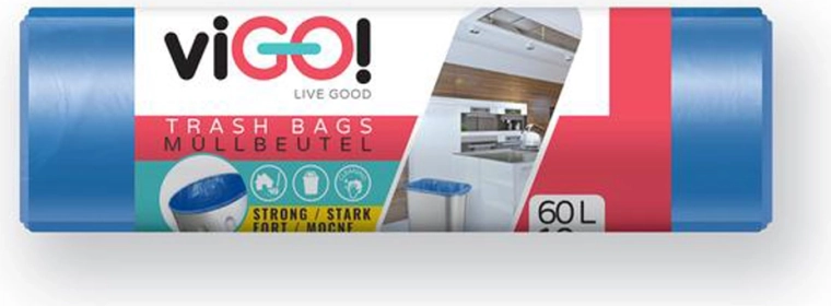 Vrecia na odpad LDPE 60 l modré VIGO (10 ks, 60 × 80 cm)