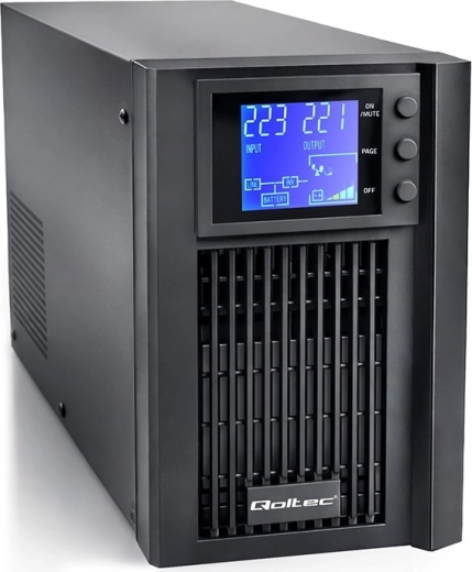 UPS záložný zdroj Qoltec 1 kVA 800 W s čistou sínusovkou, AVR a LCD