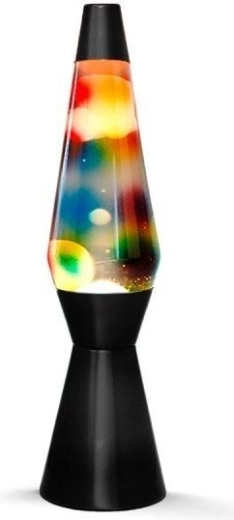 Lávová lampa dúhová s čiernym podstavcom
