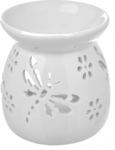 Porcelánová aromalampa biela s motívom vážky