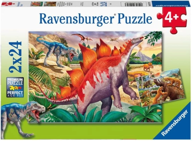 Ravensburger svet dinosaurov puzzle 2×24 dielikov