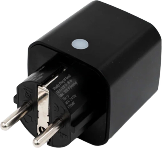 chytrá zásuvka shelly plug m gen3 matter 13a, čierna