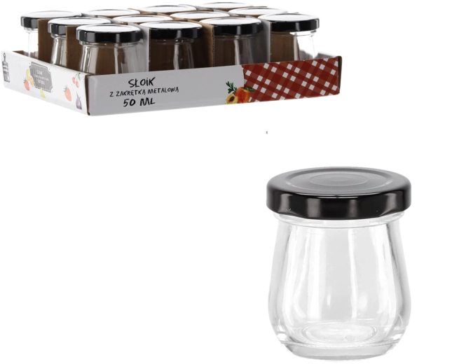 Sklenená 50 ml so sivým kovovým viečkom