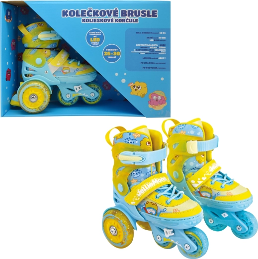 Detské svietiace kolieskové korčule žlté (veľkosť 26–30)