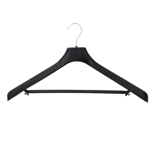 Široký pánsky vešiak na oblek s priečkou 50 cm, čierny