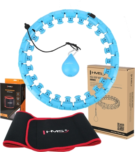Súprava masážny hula hoop so závažím a zoštíhľujúcim pásom HMS modrá